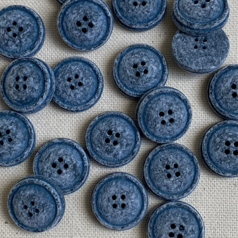 Recycled Cotton Button - Denim Blue Melange (18mm)