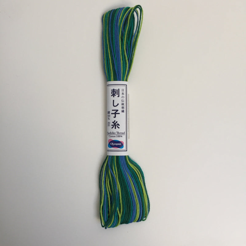 Olympus Japanese Sashiko Thread - 20m - Variegated Blue/Green (#77)
