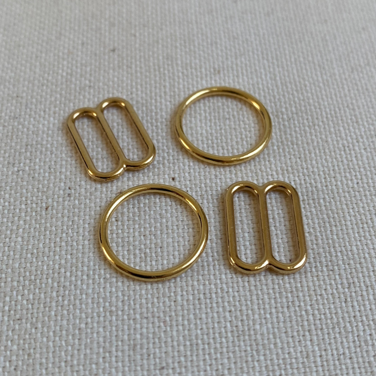 Metal Ring and Slider (12mm) - Gold - Set of 2