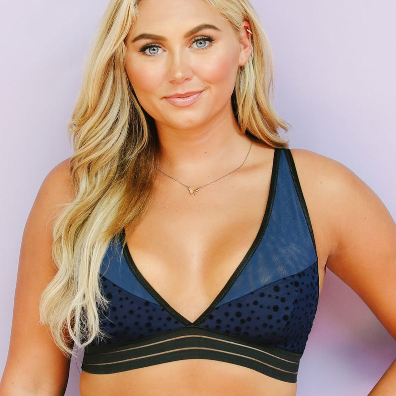 Maris Bralette Sewing Kit - Navy Blue Flock Dot