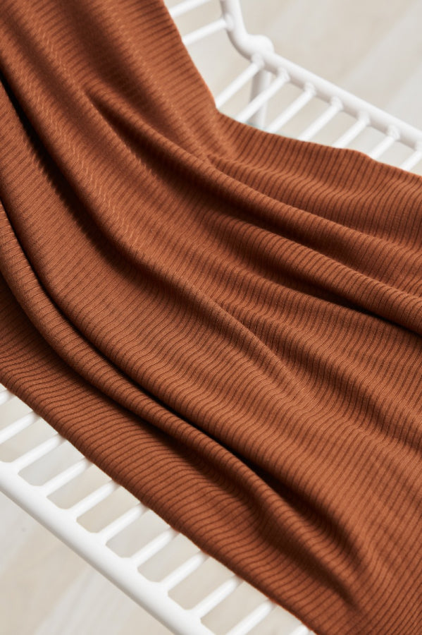 Derby Ribbed Jersey with TENCEL™ Modal Fibres - Pecan - 0.5 metre