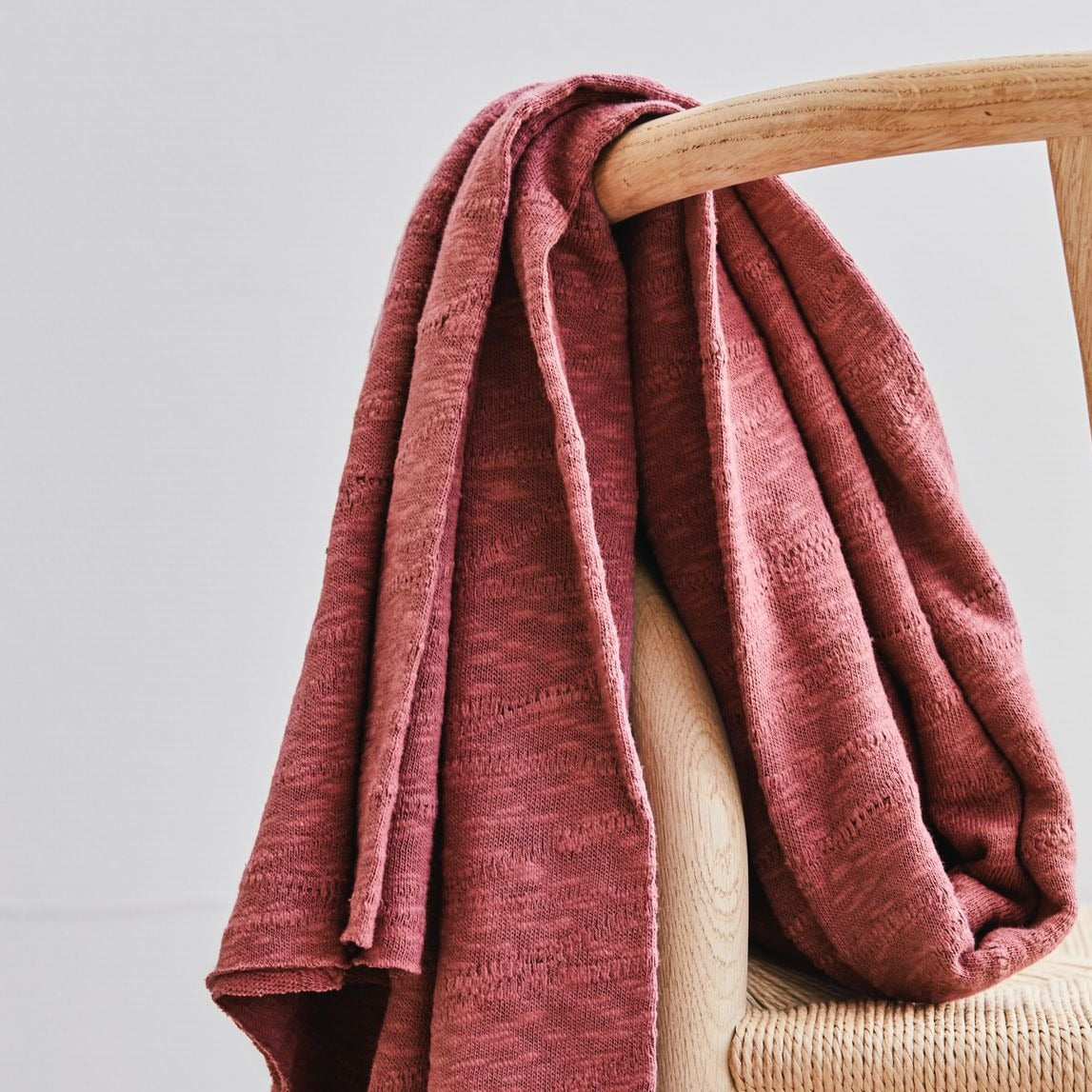 Organic Slub Jacquard Knit Fabric - Rosewood - Priced per 0.5 metre