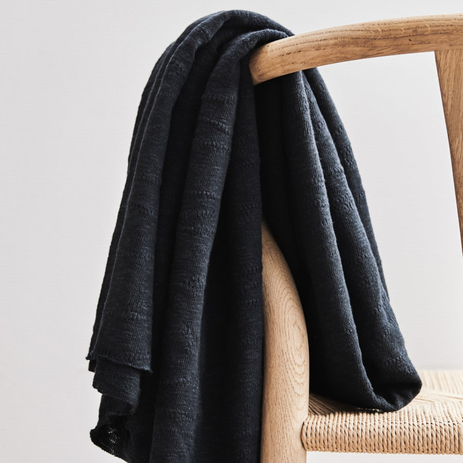 Organic Slub Jacquard Knit Fabric - Caviar - Priced per 0.5 metre