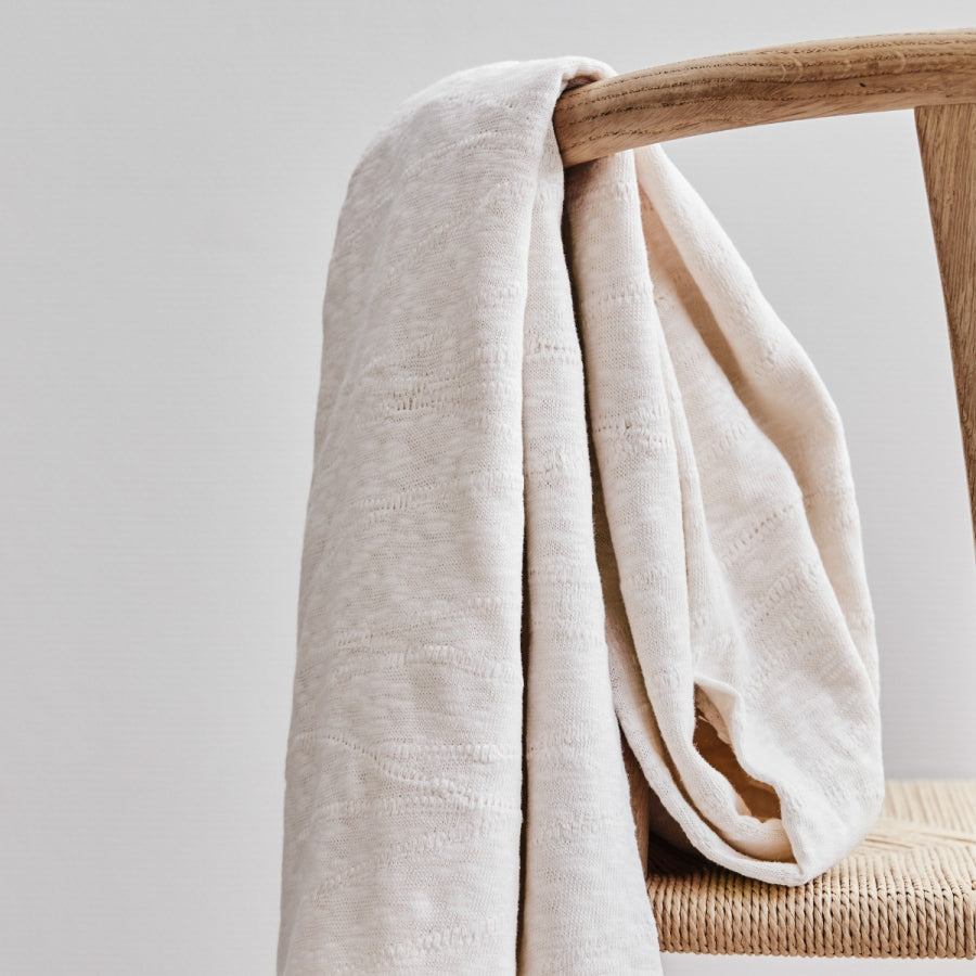 Organic Slub Jacquard Knit Fabric - Creamy White - Priced per 0.5 metre
