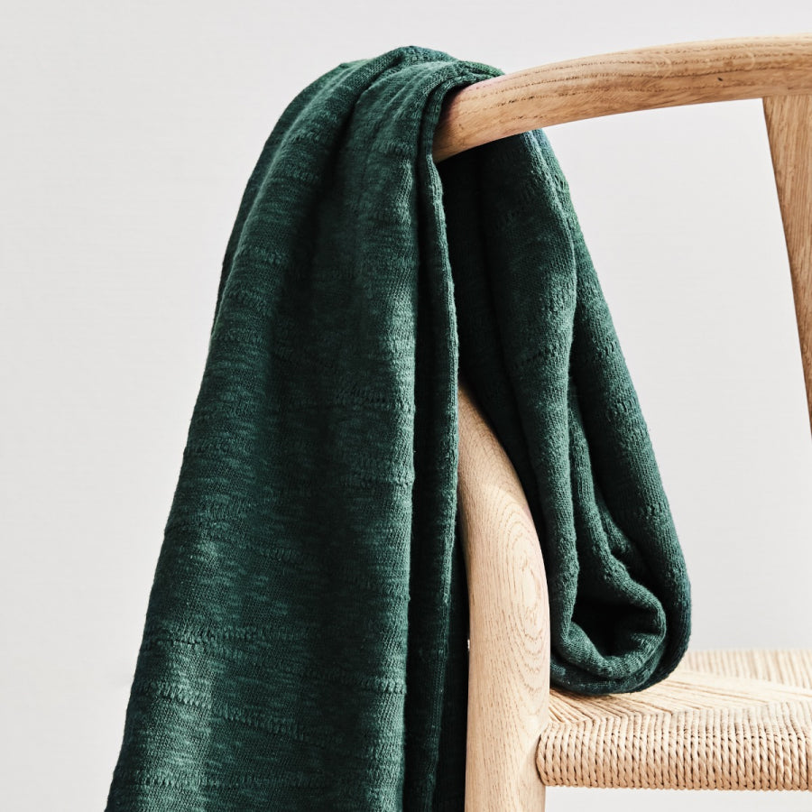 Organic Slub Jacquard Knit Fabric - Bottle Green - Priced per 0.5 metre