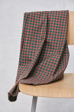 Organic Cotton Oxford Gingham - Bottle Green/Coral Red - Priced per 0.5 metre