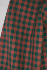 Organic Cotton Oxford Gingham - Bottle Green/Coral Red - Priced per 0.5 metre