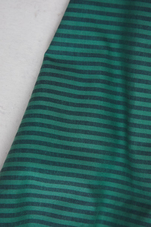 Organic Cotton Oxford Stripe - Indigo Night/Chalky Green - Priced per 0.5 metre