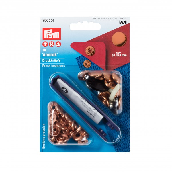 Prym Press Fasteners Anorak - Rose Gold - 15mm