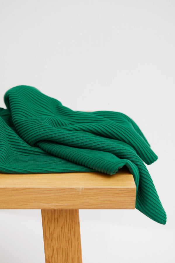 Self-Stripe Ottoman Knit - Frog - Priced per 0.5 metre