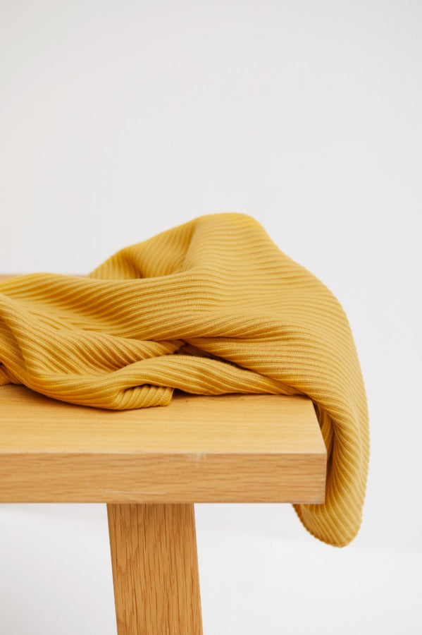 Self-Stripe Ottoman Knit - Amber - Priced per 0.5 metre