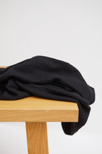 Self-Stripe Ottoman Knit - Black - Priced per 0.5 metre