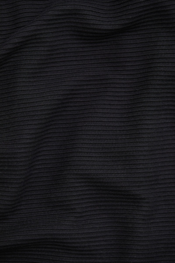 Self-Stripe Ottoman Knit - Black - Priced per 0.5 metre