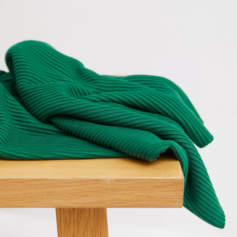 Self-Stripe Ottoman Knit - Frog - Priced per 0.5 metre