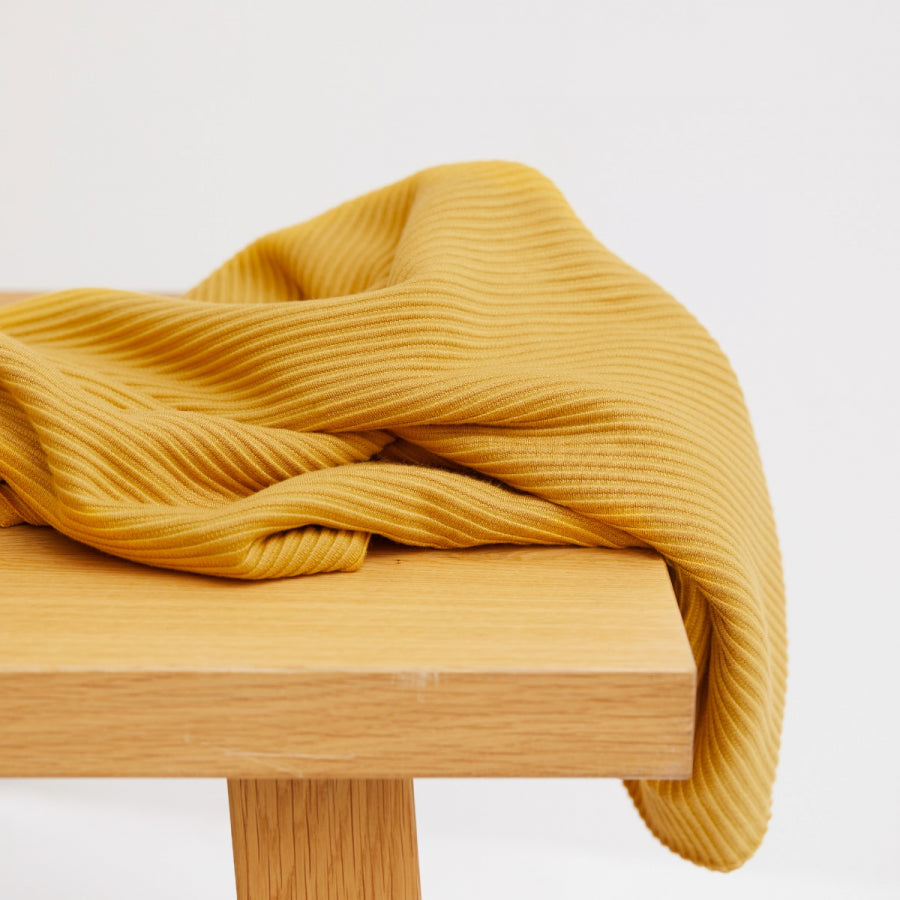 Self-Stripe Ottoman Knit - Amber - Priced per 0.5 metre