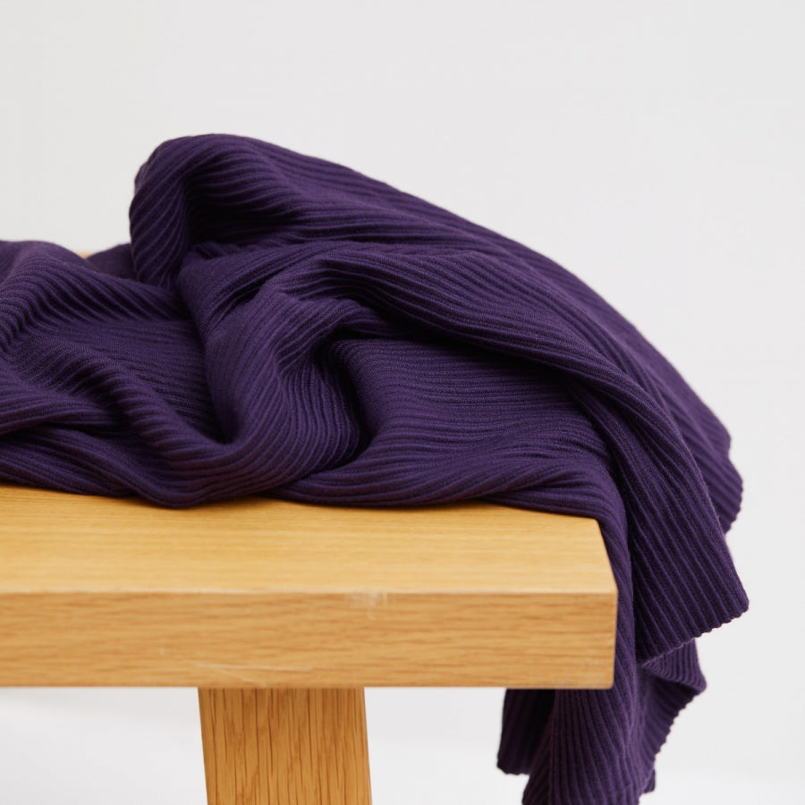 Self-Stripe Ottoman Knit Fabric - Purple Night - Priced per 0.5 metre